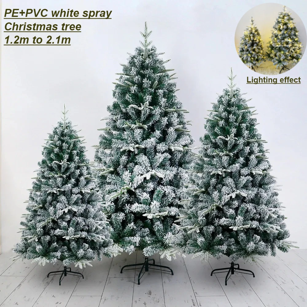

Artificial Christmas Tree PE+PVC Mixed Snow Spray Fusing Christmas Tree 120cm to 210cm Family Christmas Atmosphere Decorations