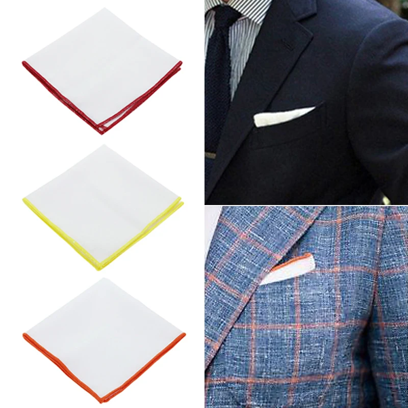 Pocket Square Handkerchief For Men White Cotton Handkerchief Wedding Business Party Chest Towel Square Hanky Suit Accessories