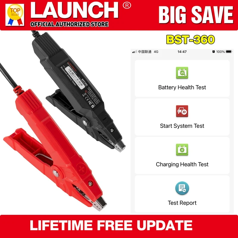 

LAUNCH BST-360 Bluetooth-анализатор заряда аккумулятора 6В 12В 2000CCA BST360 Тестер напряжения для устройств x431, телефонов Android/iOS