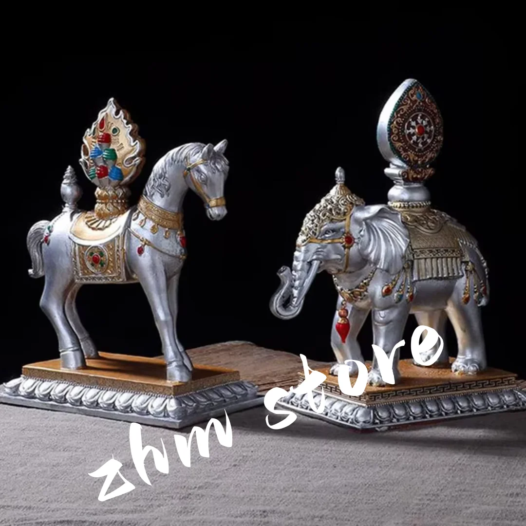1 pc Tantric Supply Esoteric Buddhist Resin White Treasured Horse/ Moni Elephant Home/Temple Putting Decoration Crafts