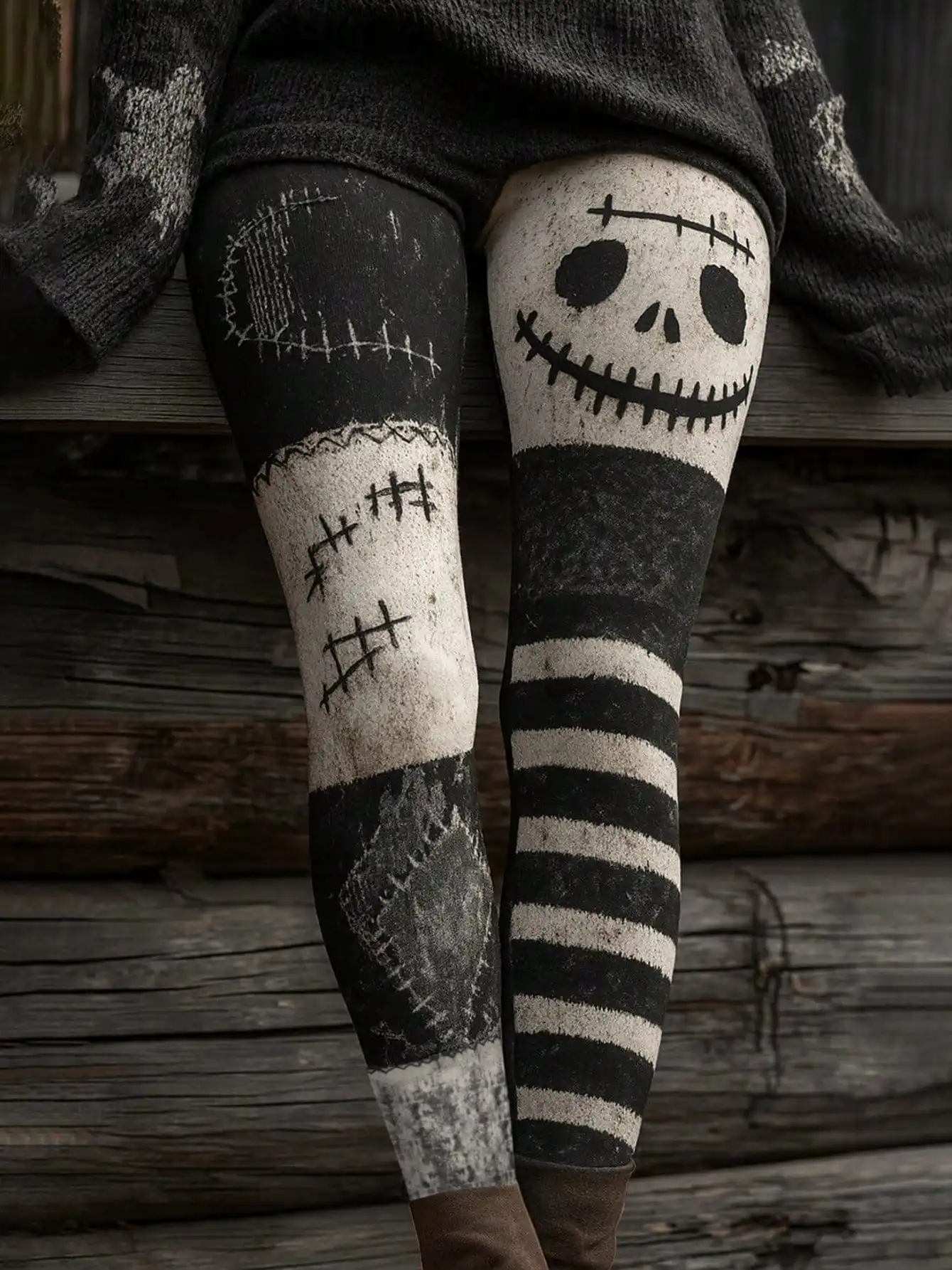 EMERY ROSE Plus-Size Women's High-Waisted Halloween-Print Leggings, Stylish And Comfortable, Suitable For Everyday Wear, And Also A Perfect Choice For Halloween.sz25091829494042284