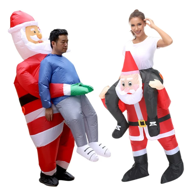 大人用サンタクロースのインフレータブルコスチューム-クリスマス用おもしろインフレータブルコスチューム-ホリデーパーティー-年次会議用おもしろ役者用小道具コスチューム