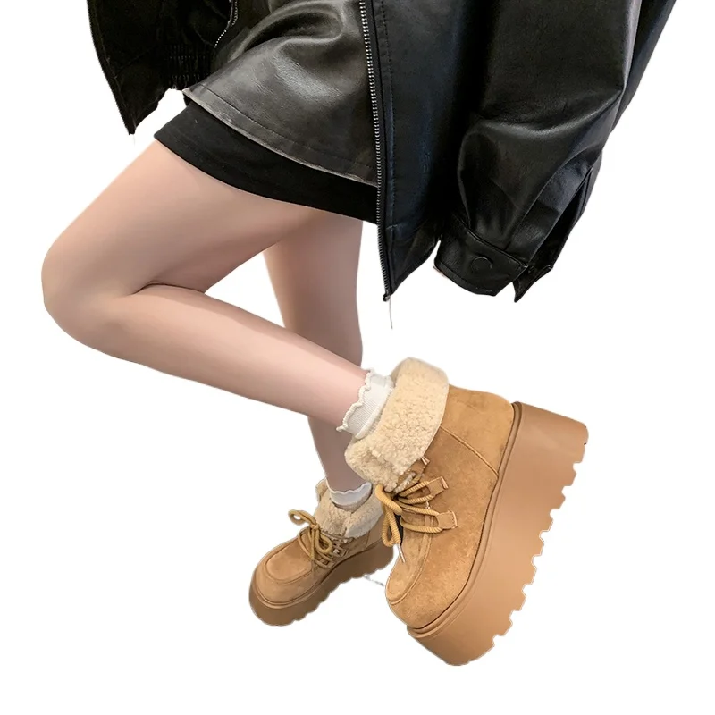 

Keep Warm Thick Sole Warm Cotton Short Booties Shoes Zapatos Mujer Winter Chunky Platform Women Fur Snow Boots