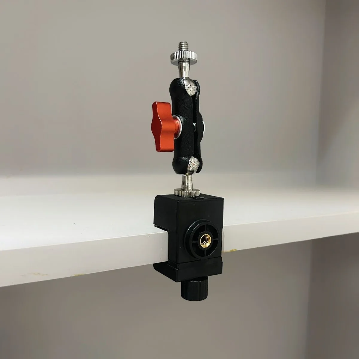 Mini Desktop Live Streaming Bracket - Elastic Clip Metal Joint 360 Camera Stand for DJI Fixed 1/4 Double Hole with 17mm Ball Hea