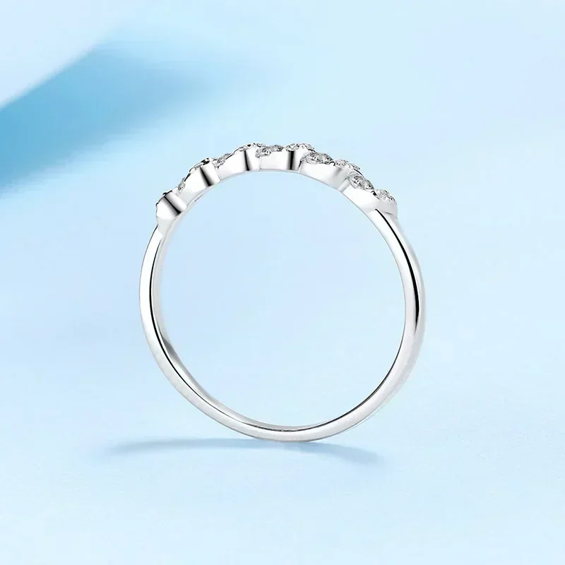 Elegant Store VVS1 0.198 CT Moissanite Excellent Wave Ring Jewelry 18K White Gold Ring Fine Gifts To Girlfriend and Women