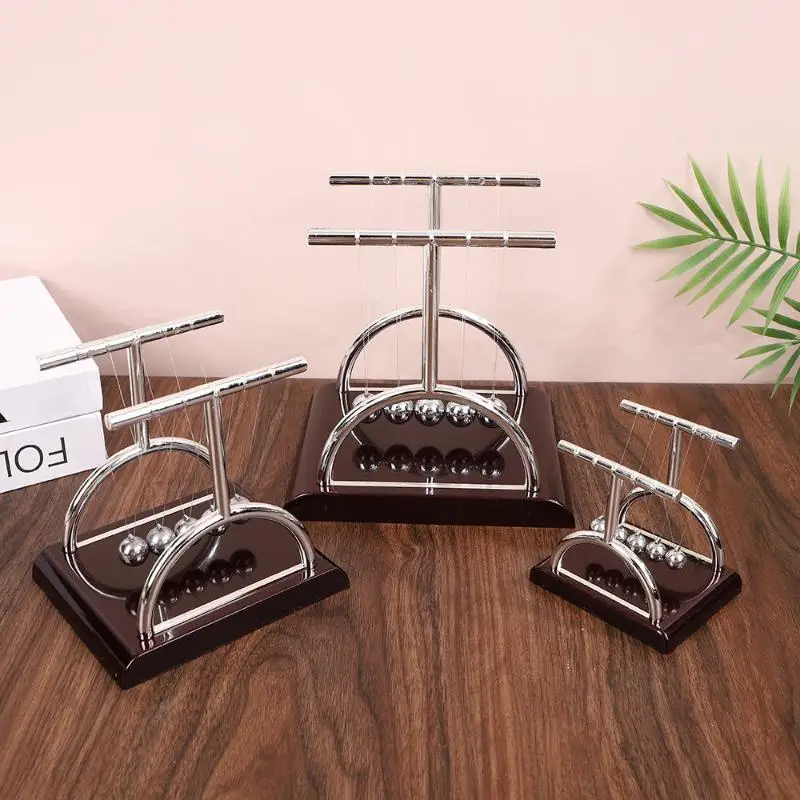 T Shape Newton Cradle Balance Pendulum Metal Swing Ball Physics Science Toy Desktop Ornament For Home Office Tabletop Decor Gif