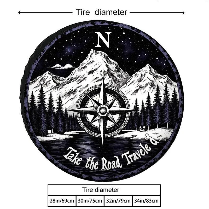 Compass Mountain Adventure Tire Cover Outdoor Off-Road Spare Wheel Protector Polyester Durable