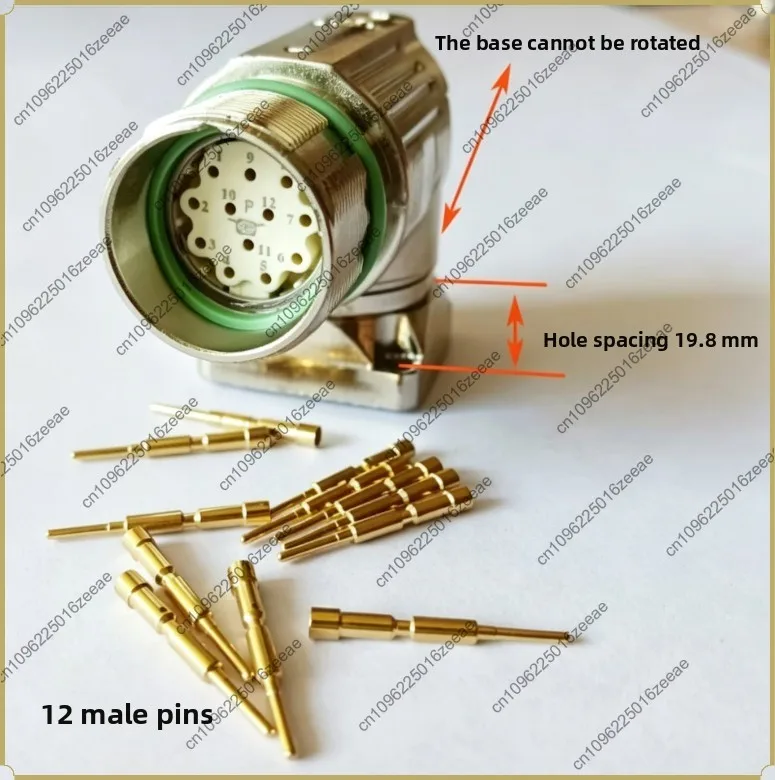 1pc servo motor m23-12 hole 17 core male pin connector - bent seat 19.8