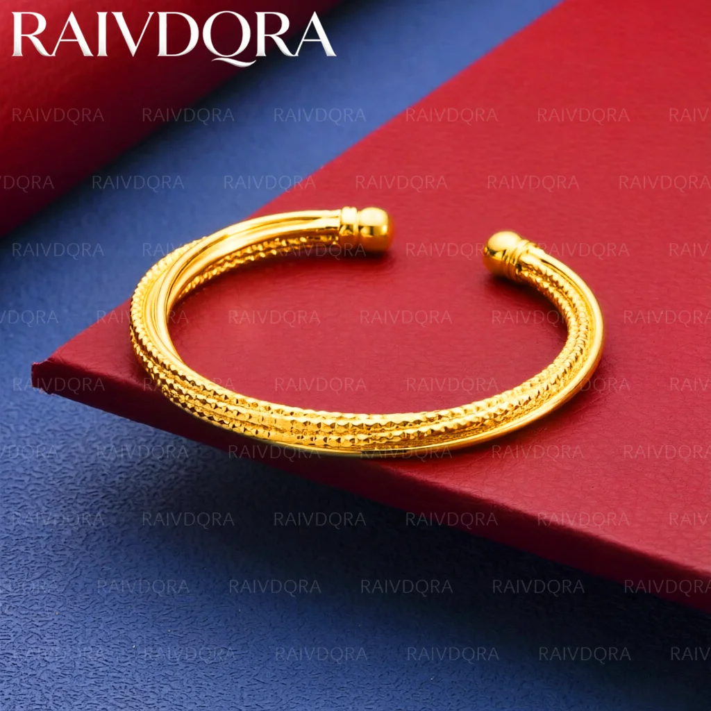 18K vergoldeter, mehrfach gedrehter Armreif, offener Armreif für Damen, modischer Schmuck, exquisites Party-Accessoire, Geschenk