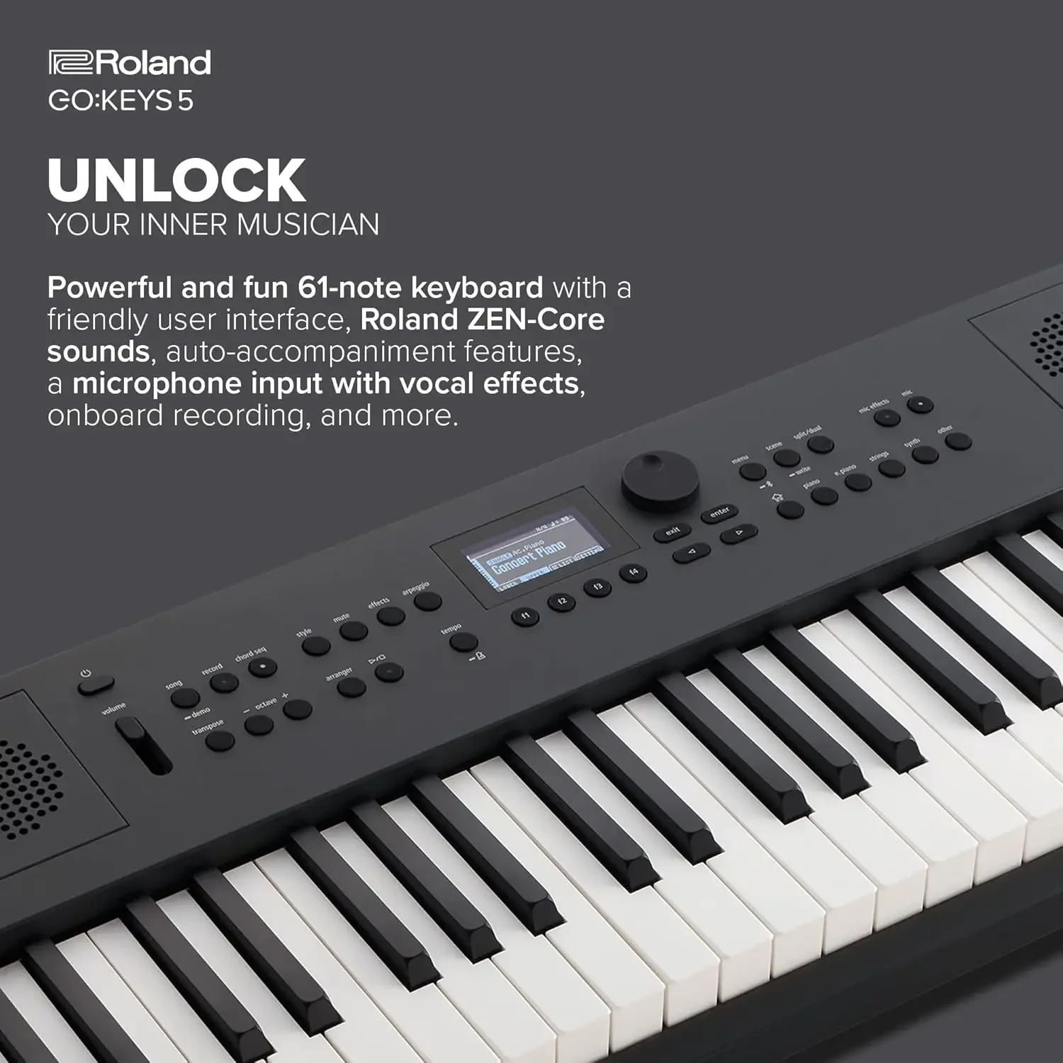 

GO:KEYS 5 Music Creation 61-Note Built-In Stereo Speakers | Mic Input | Bluetooth Audio/MIDI Support