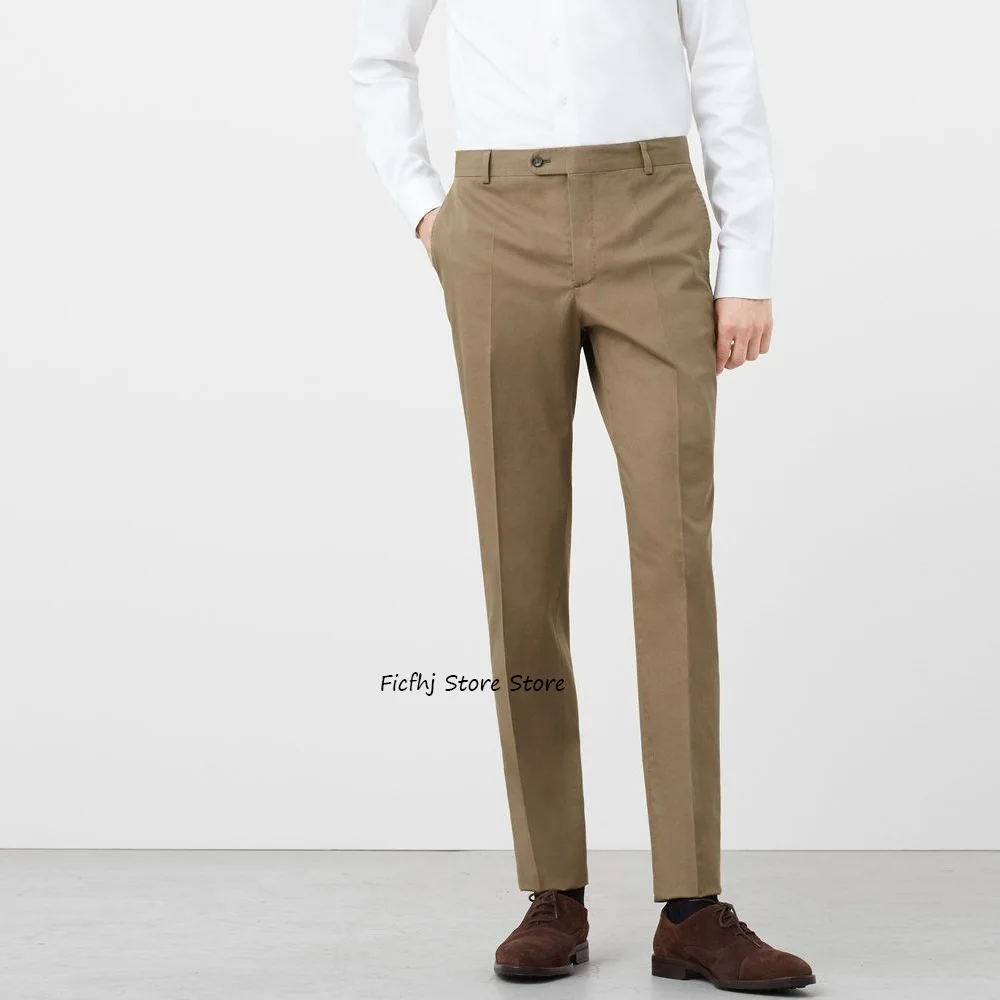 

Business Casual Straight Leg Work Pants Men's Polyester Fiber Pants for Man Trousers Solid Color Trouser Tailoring Classic