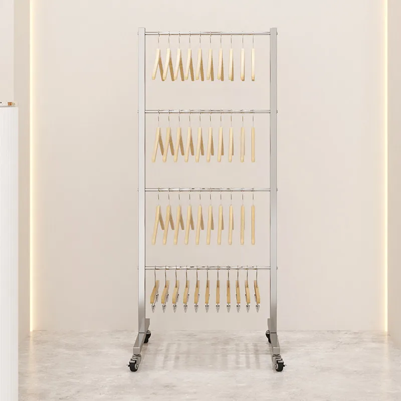 Stainless steel clothing store hanger storage rack artifact finishing rack women's clothing support pants clip special trolley