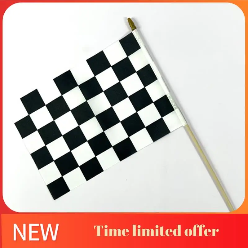 ABHU Checkered Black And White Racing Stick Flag Small Mini Handheld Racing Flag Competition Flag(20Pcs)