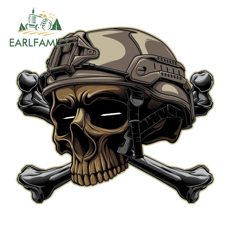 EARLFAMILY-calcomanía militar para coche, calcomanía de Calavera de las fuerzas especiales, calcomanía para ventana, maletero, accesorios para