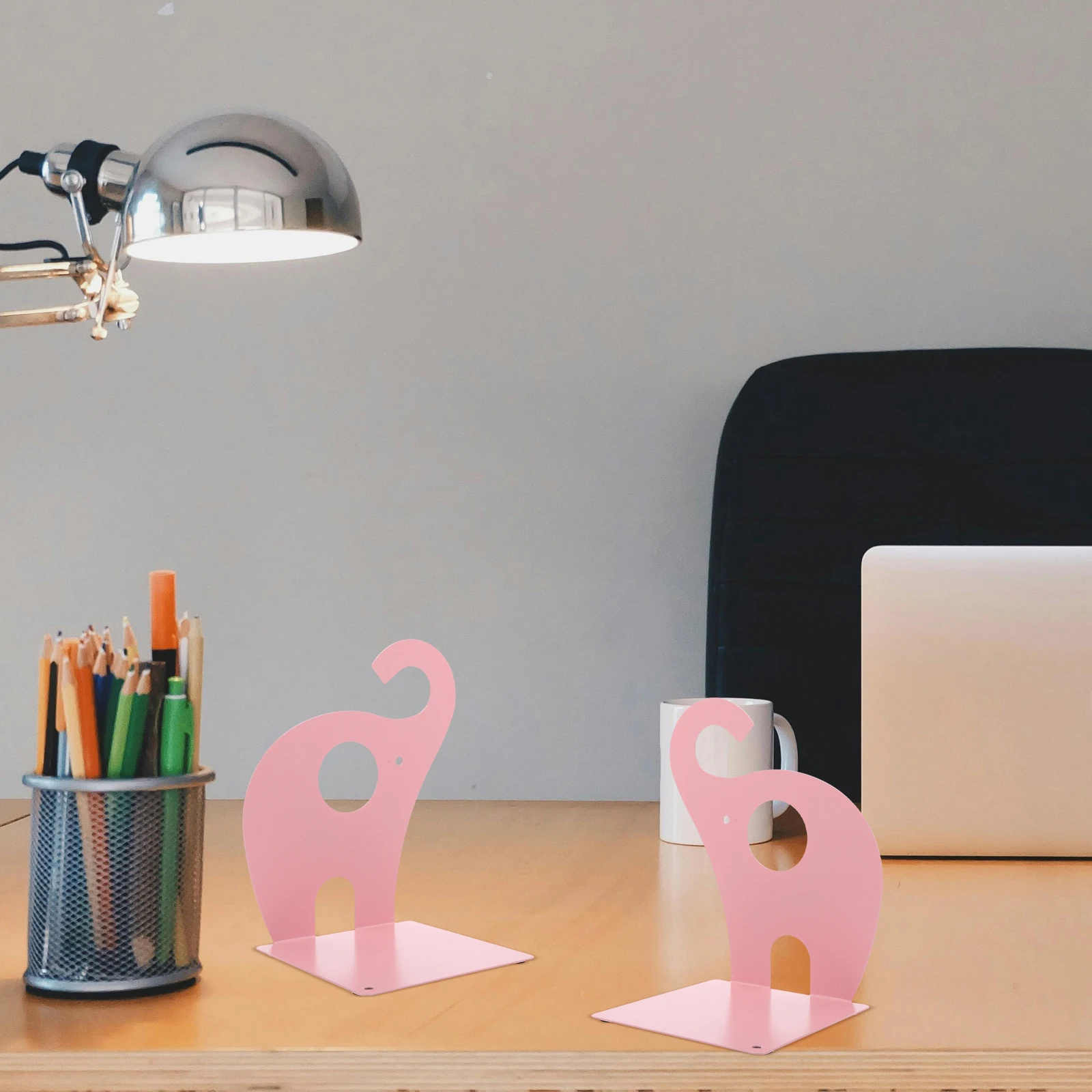 

1Pair Elephant Metal Bookends Non-Skid Book Holders Desk Bookshelf Organizers Office Home Bookends Book Ends for Home