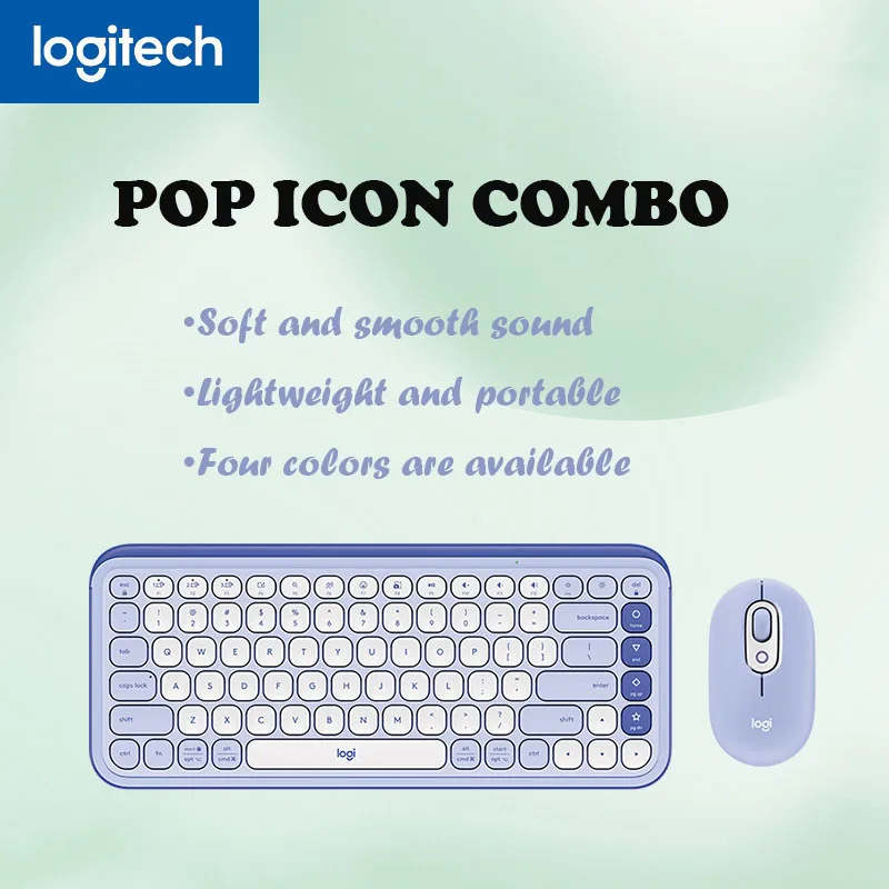 

Logitech POP ICON COMBO Keyboard and mouse set Wireless keyboard and mouse set Dual-mode connection Custom keys three-device
