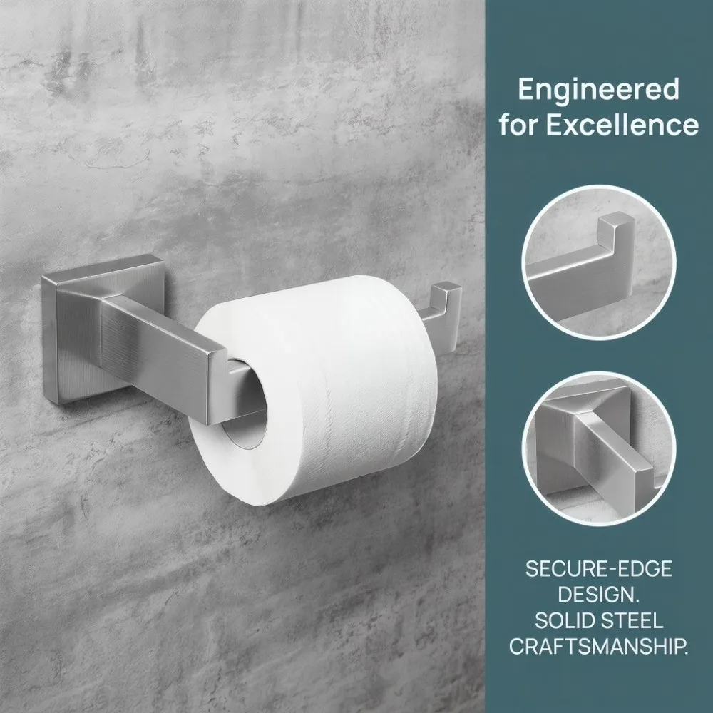 

Stainless Steel Toilet Paper Holder Wall Mounted Modern Toilet Roll Paper Holder Open Arm Easy Install Roll Paper Shelf