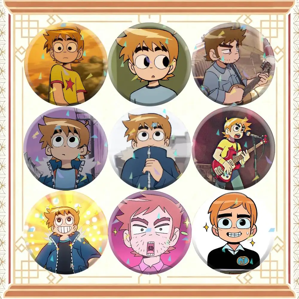 Funny Scott Cartoon Anime Pilgrim Animated  32/44/58mm Handmade Pins Round Brooch Badge Backpacks Clothes Jewelry Gifts