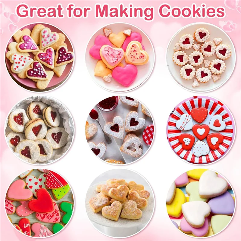 

BOFO 15 Pieces Heart Cookie Cutter Kit 9 Sizes Heart Shaped Cookie Cutter, Stainless Steel Valentine Cookie Cutter Set Kit