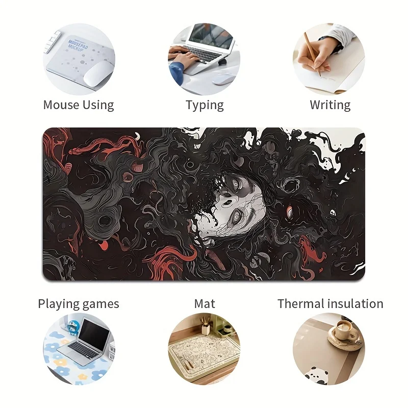 لوحة ماوس فنية داكنة فانتسي، قاعدة مطاطية كبيرة مضادة للانزلاق، ملحقات مكتب الكمبيوتر، لوحة ماوس للمكتب والألعاب، سجادة لوحة المفاتيح، سجادة ديكور #4