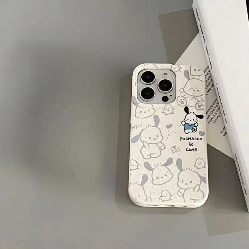 Sanrio-funda de teléfono con soporte de Pochacco para IPhone, 15 Pro, 14, 13, 12, 11 Pro Max, X, cubierta creativa de dibujos animados, protección