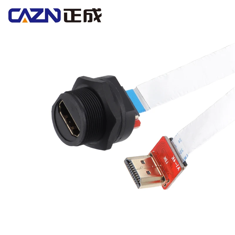 

HDMI Waterproof IP67 Female Rear Mount to Right Angle HDMI Male FPC Type Gold-plated Cable HDMI