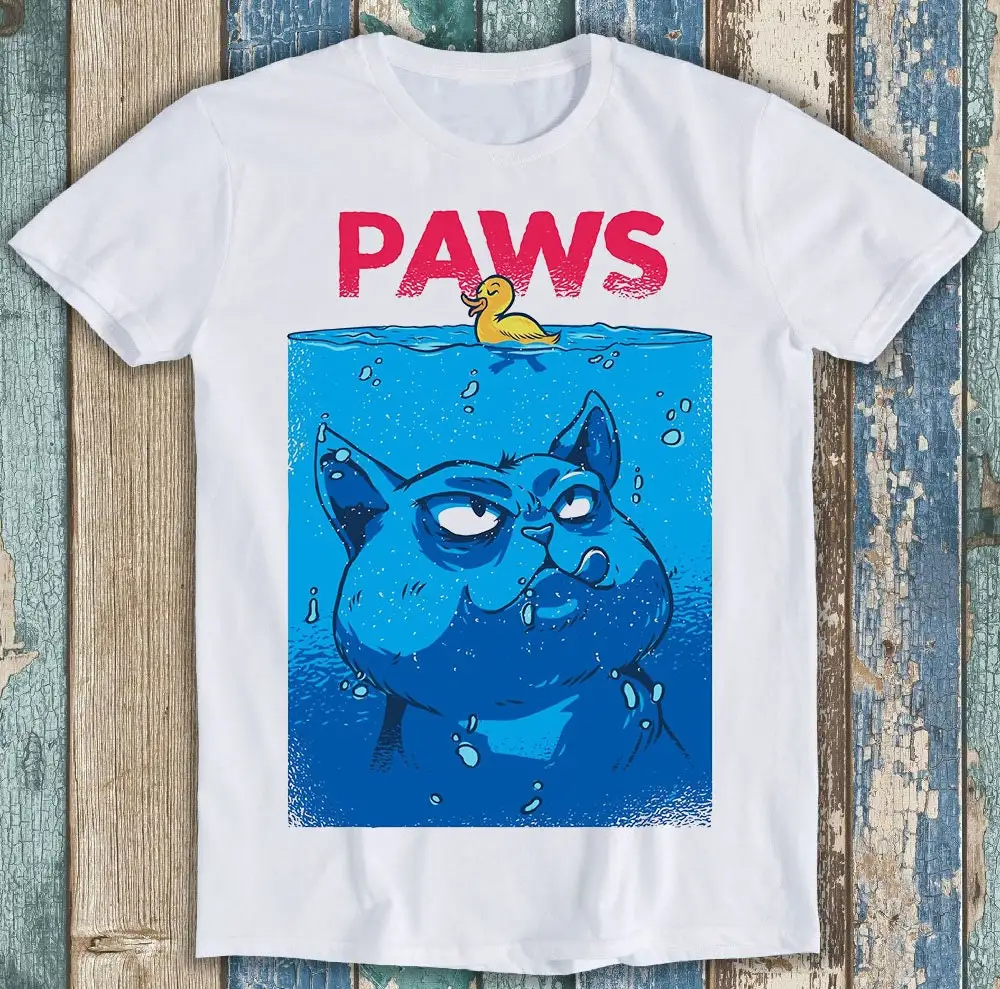 Paws Jaws Cat Kitten Duck Anime Poster Parody Funny Meme T Shirt P1416