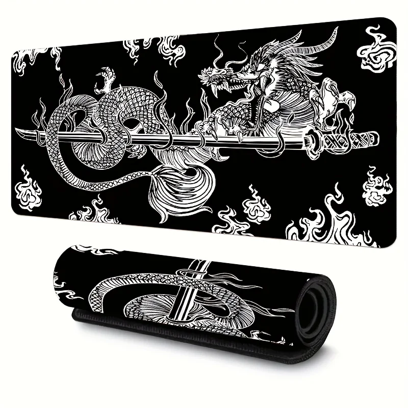 

Large gaming mouse pad Japanese dragon design desk mat Rubber non-slip base precision locking edge laptop extended office mats