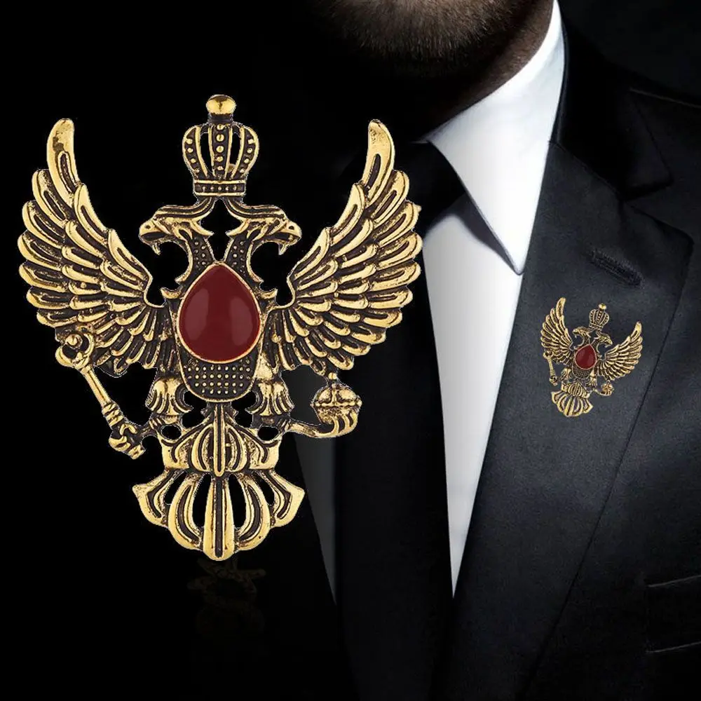 High-end Crown Double-headed Eagle Angel Wings Shirt Pin Medal Lapel Pin Brooch Pins Brooches Fashion Accessories Jewelry