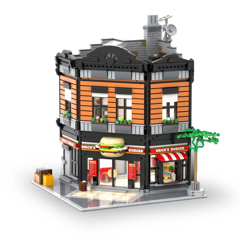 City Street View Moc Mattoni da costruzione Burger Ristorante Modello Tecnologia Blocco modulare Giocattolo Assemblaggio fai-da-te Set natalizio Regali