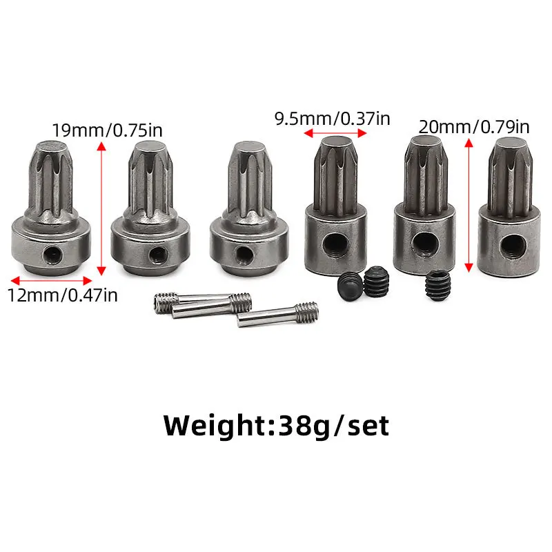 Traxxas Slash 4X4 VXL Rustler Stampede XO-1 Rally Steel Drive Hub Set - Front Rear Center Heavy-Duty Upgrade Parts