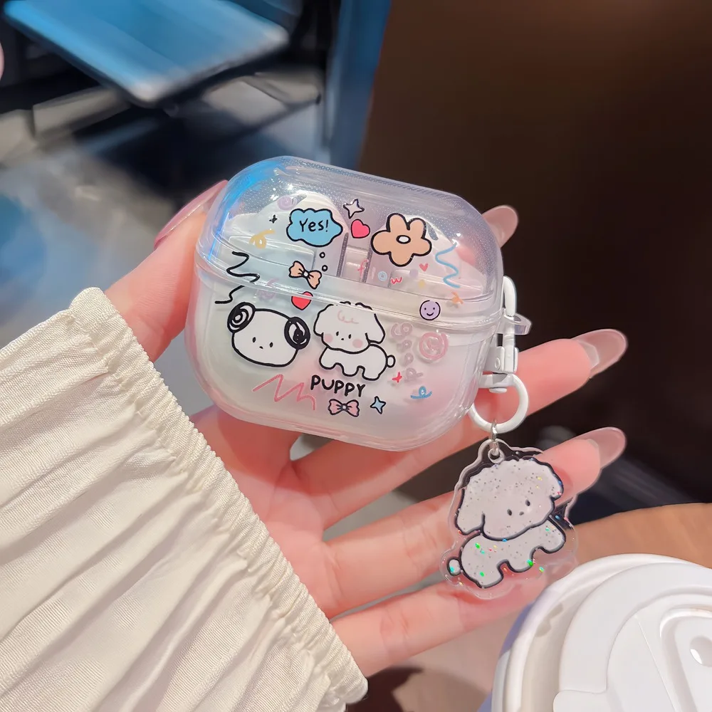 Cute Cartoon Cherry Bow Earphone Case For Samsung Galaxy Buds 3 / Buds 3 Pro Wireless Headset Clear Soft TPU Protective Cover