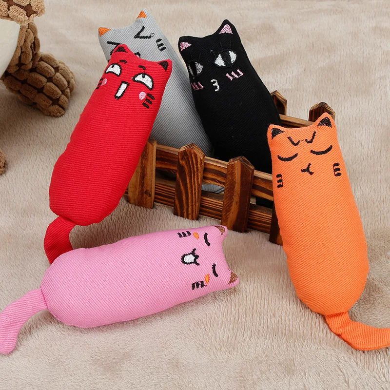 Pet Cats Cute Toys prodotti Catnip denti di gattino rettifica peluche Thumb Pillow Play Game Mini accessori cotone Soft Chew Bite Toy