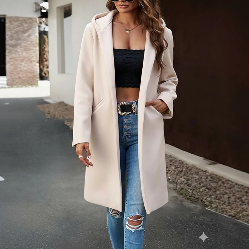 

Женское зимнее пальто в повседневном стиле, удобная верхняя одежда для холодной погоды, декоративные элементы, абсолютно