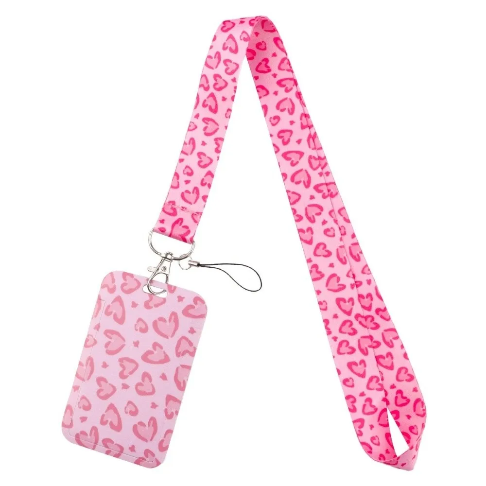 Keyring Accessories Minimalist Style Heart Credential Holder Heart Pink Key Lanyards Keychain Students Supplies