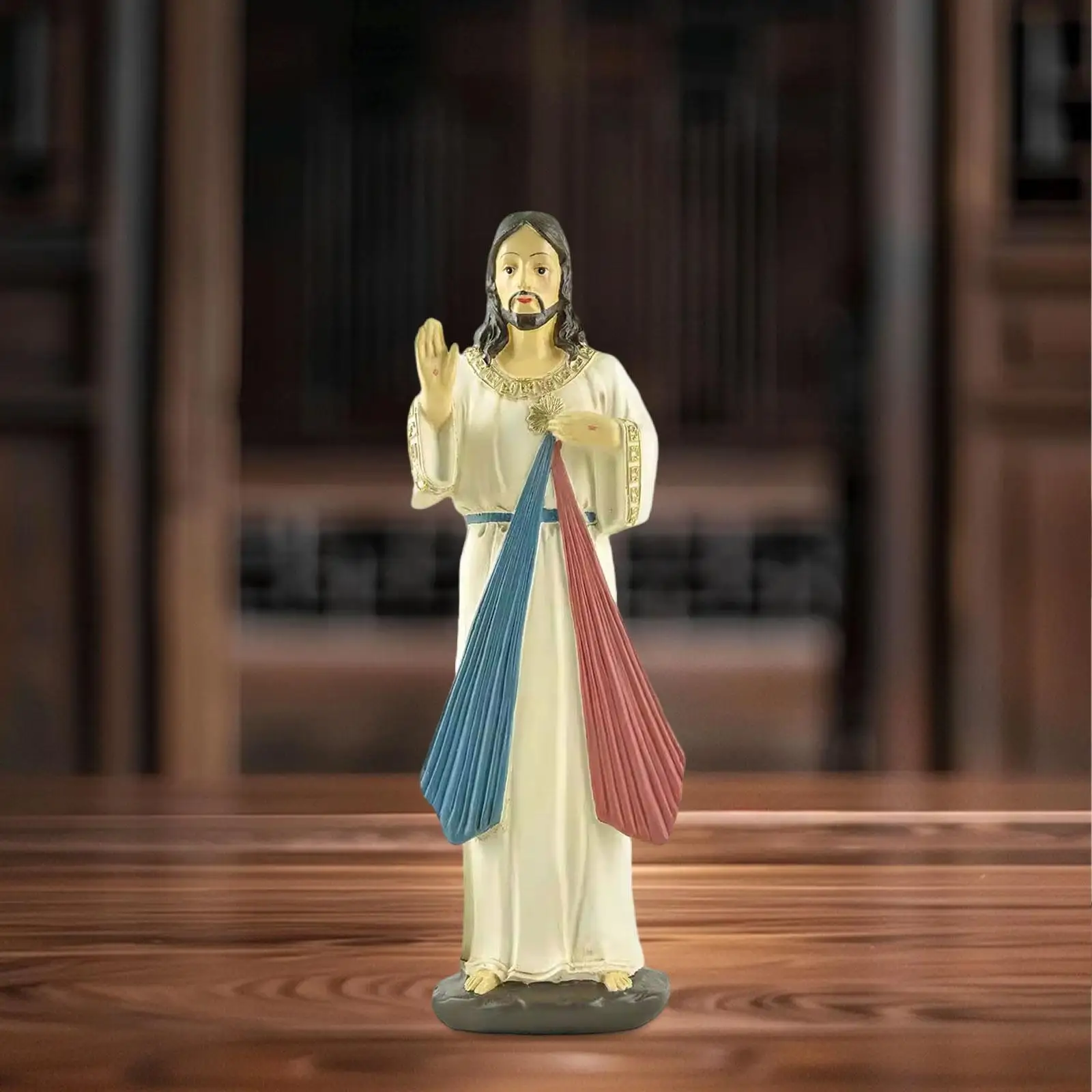 Resin Figurine Gift Divine Mercy Jesus Statue for Cabinet Bookshelf Bedroom