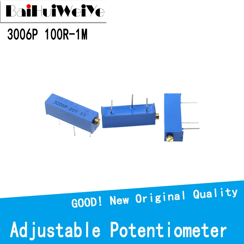10 sztuk/partia 3006 P 3006 precyzyjny wieloobrotowy regulowany potencjometr przycinarki 100R-1M ohm 200R 500R 1K 2K 5K 10K 20K 50K