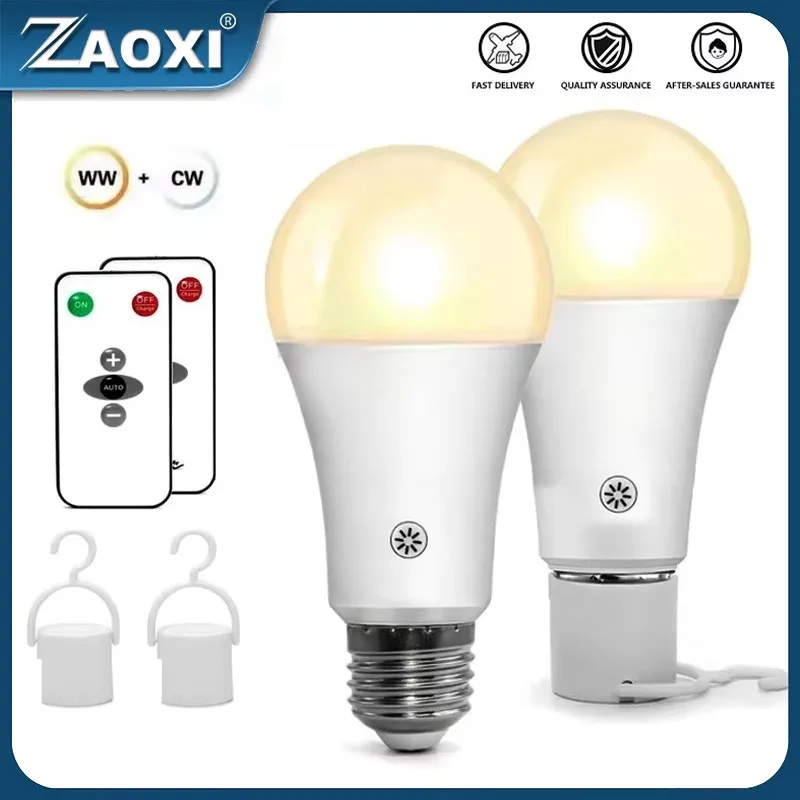 

ZAOXI E26/E27 7W AC85-265V Emergency Light Bulb With Remote Control Dimming LED Lights For Outdoor Camping Indoor Lighting Bulb