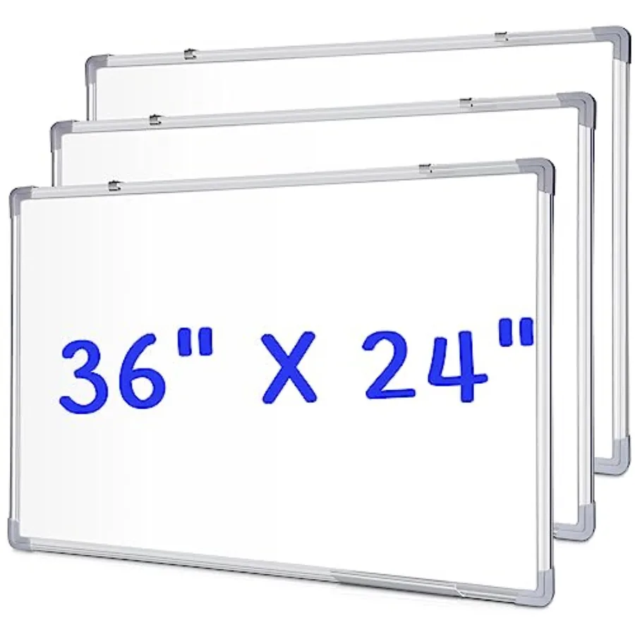 

Набор из 3 магнитных маркерных досок Tinlade: белые доски для сухого стирания в серебристой алюминиевой раме для сообщений и презентаций