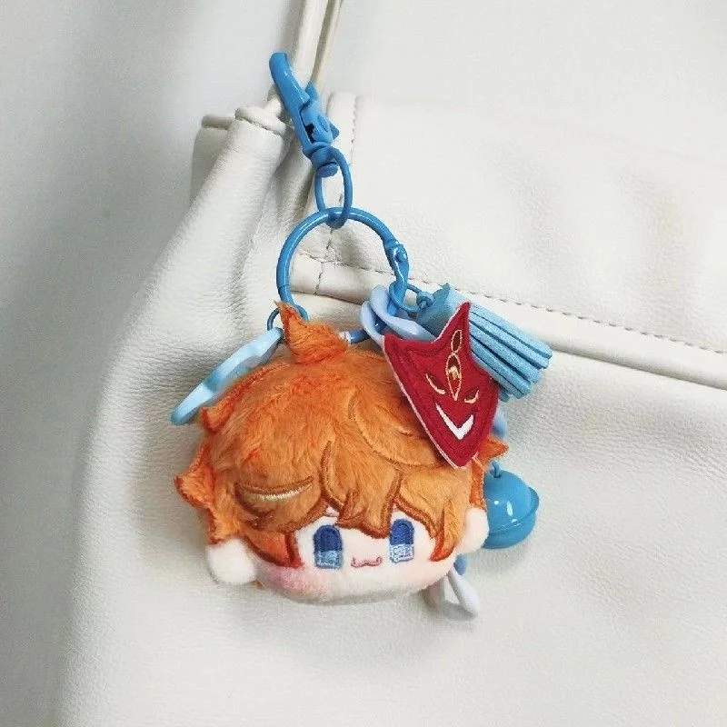 Game Genshin Impact Tartaglia Xiao Keychain Doll Cute Cartoon Backpack Accessorie Plush Pendant 8cm PP Cotton Soft Toy Gift