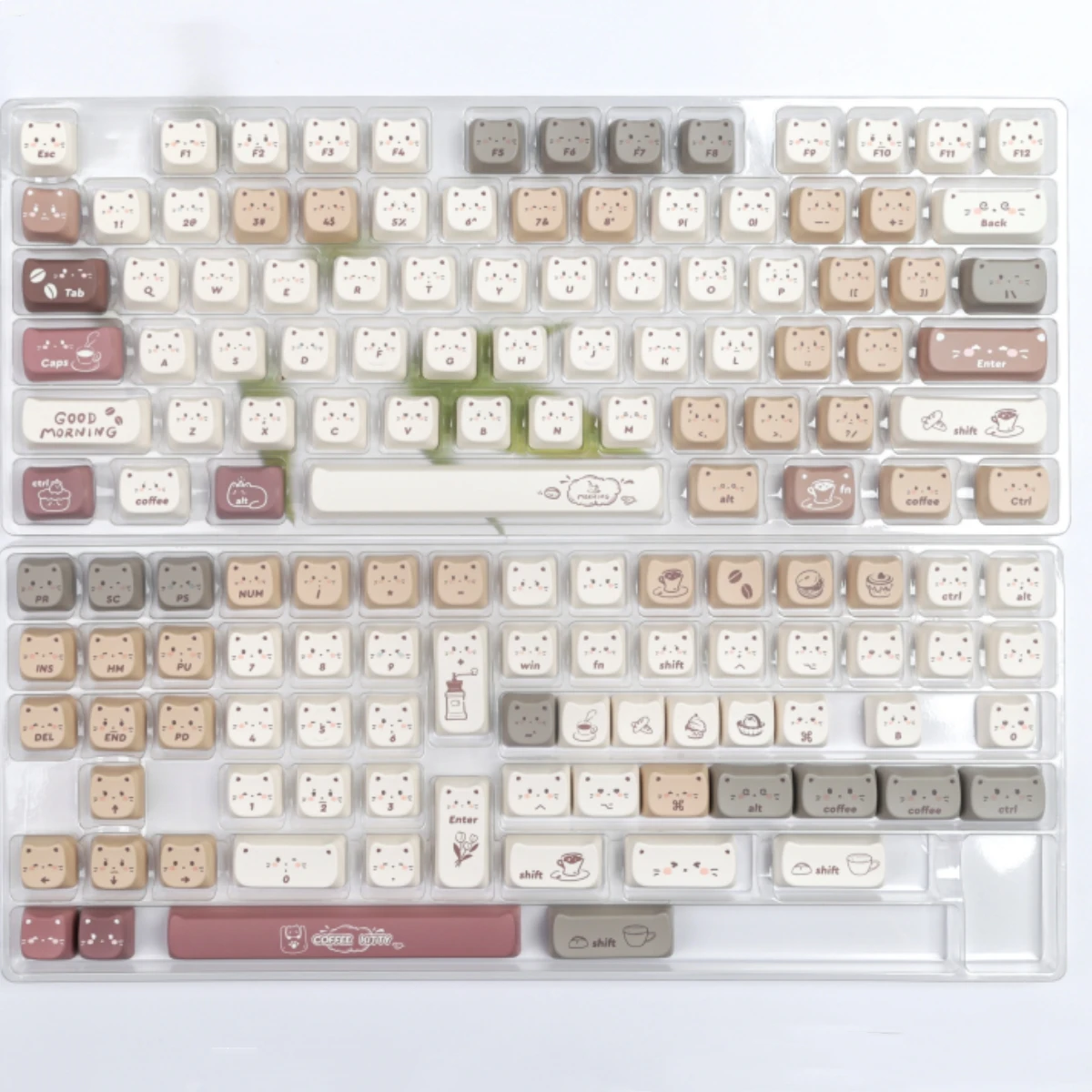 MAO Kat Oor Keycaps Koffie Kat TOP Gedrukte Letters Dye Sub Grote Set Key Caps Pbt Materiaal Voor Mechanisch Toetsenbord Wooting Schakelaar
