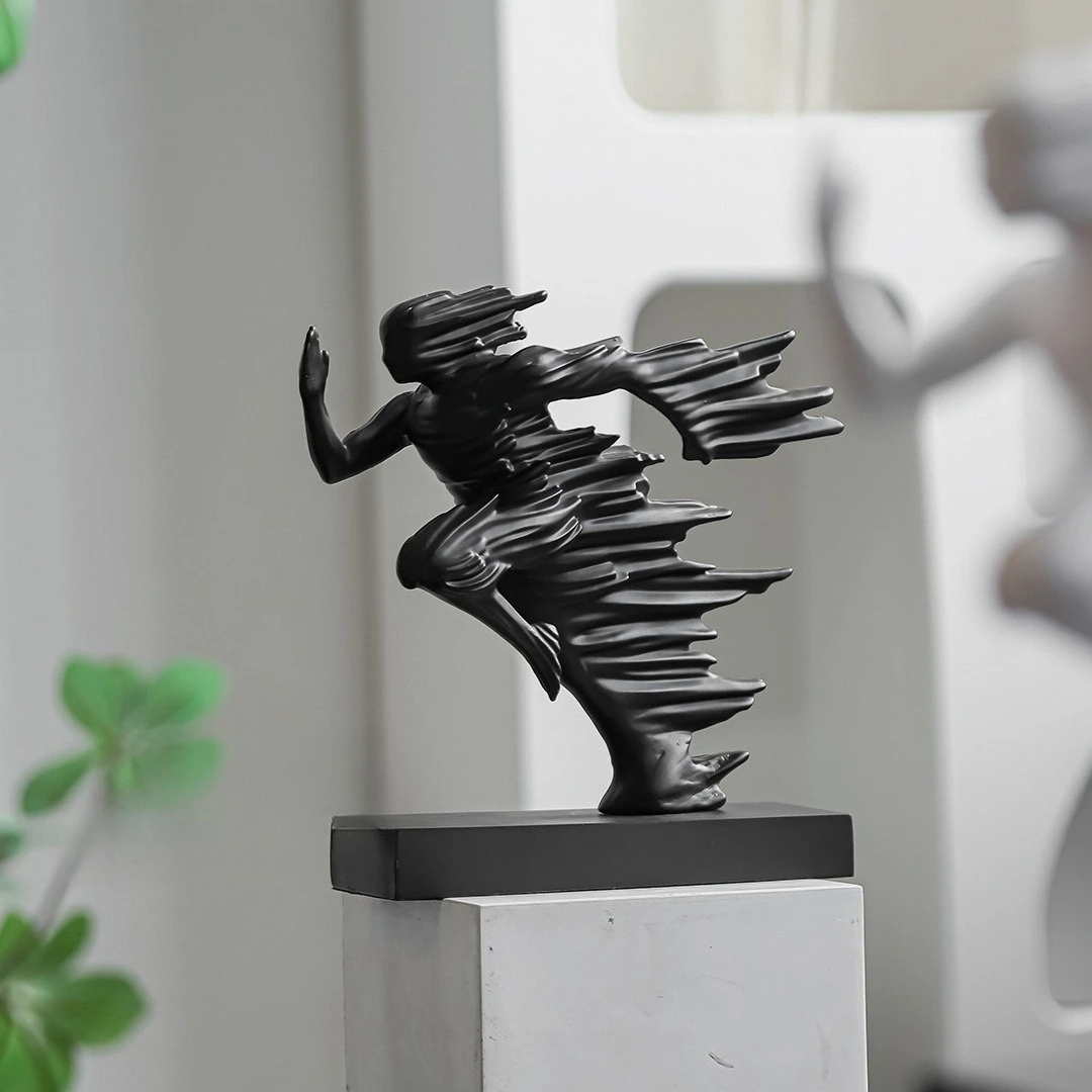 Nordic Irregular Wind-Chasing Teen Character Sculpture Living Room TV Cabinet Ornament Abstract Figure Statue Indoor Decoration