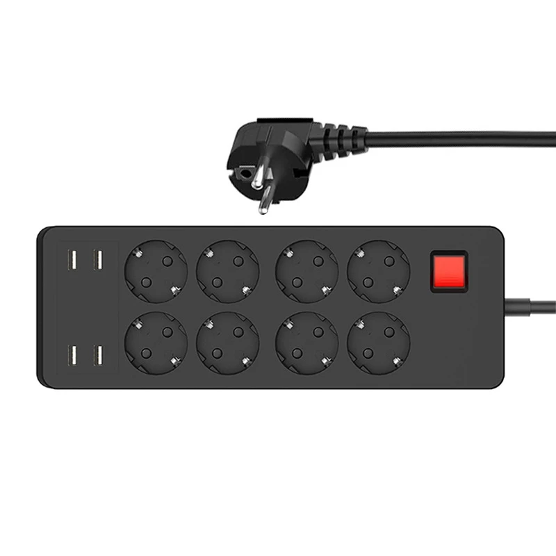 Power Strip Electrical Socket 4 USB Charger Adapter 8 Outlet Surge Protection Switch Home Outlet EU Plug