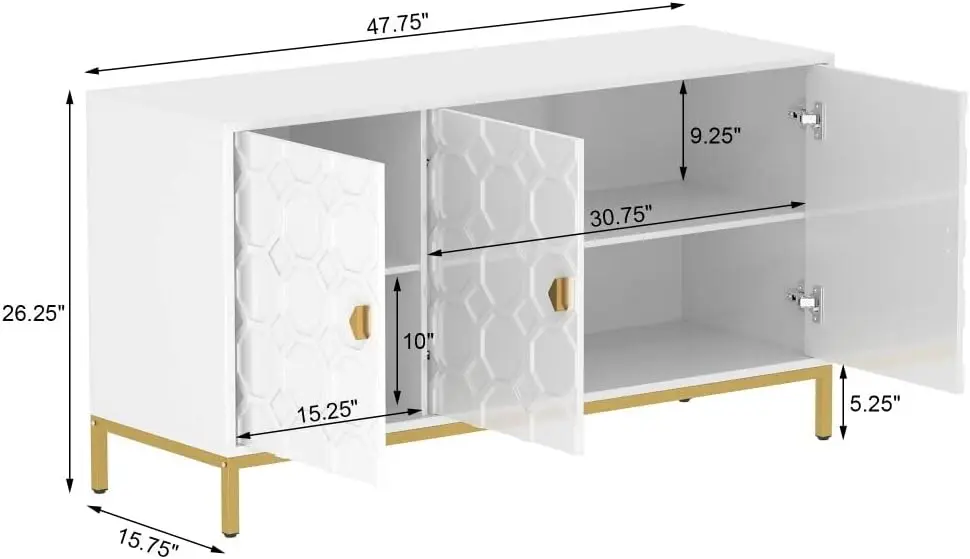 Side boards chrank, moderner freistehender Lagers chrank 3-türiger Akzents chrank für Wohnzimmer, Flur, Eingangs bereich oder Küche