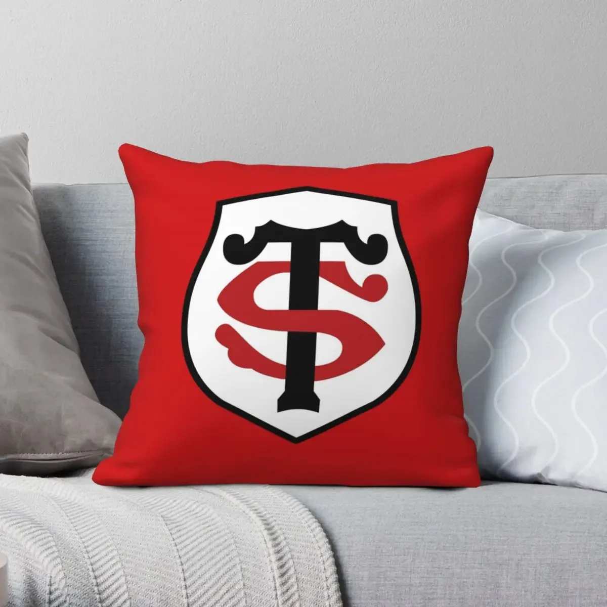 

The Stade Toulousain Square Pillowcase Polyester Linen Printed Zip Decor Pillow Case Sofa Cushion Cover