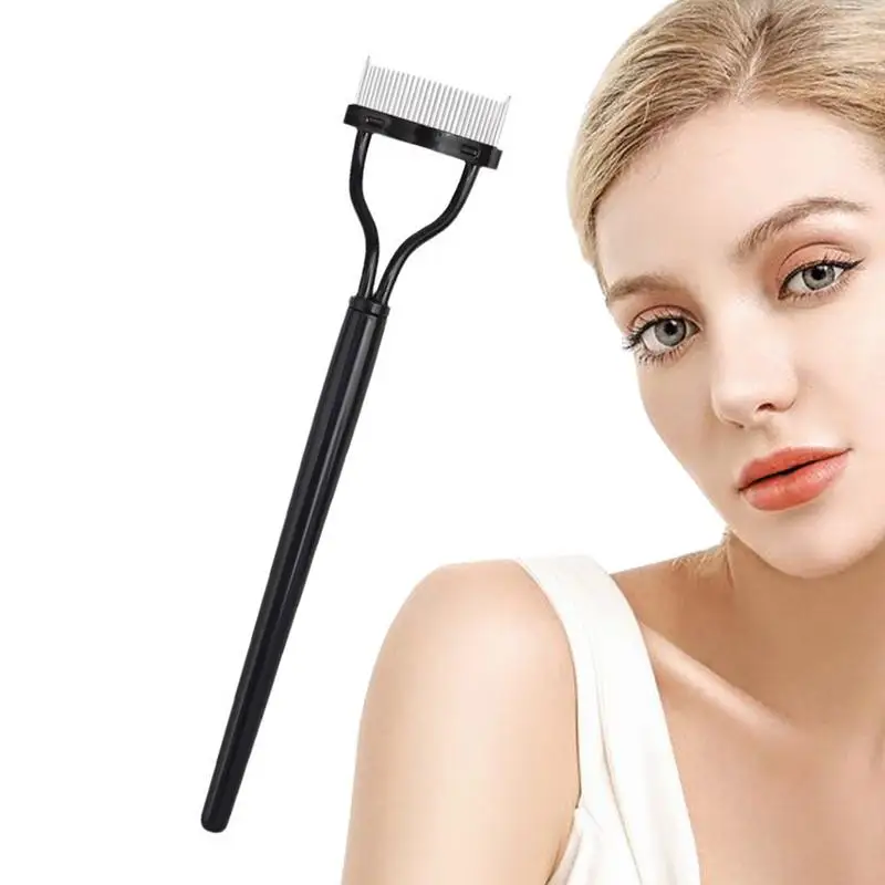 جديد رمش فاصل الأسنان المعدنية مستقيم رمش بكرة الشعر الجمال ماكياج الفولاذ رمش فرشاة مشط ماسكارا حليقة ماكياج أداة #5