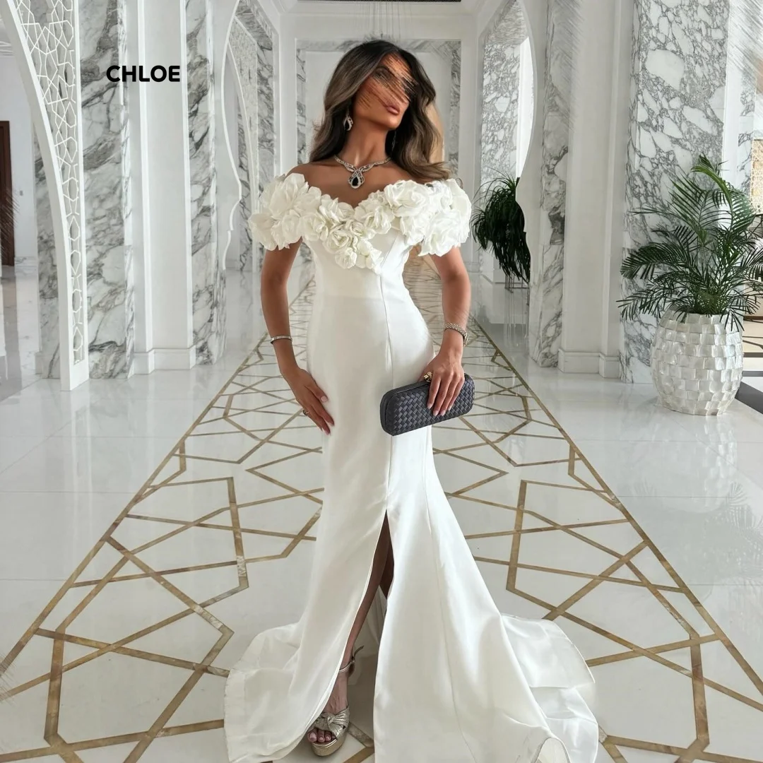 

Short Sleeves Woman Party Dresses for Special Occasions White Women's Ball Gown Customized Mermaid Formal and Evening Dresses