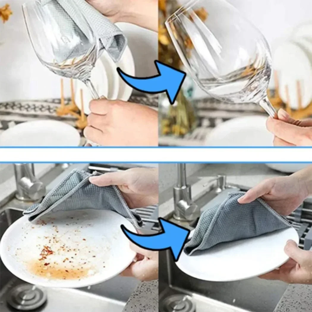 NanoScale Streak-Miracle Cleaning Cloths Pads Kitchen Anti-Grease Wiping Rags Miracle Cleaning Towel For Home Kitchen Tool image 6