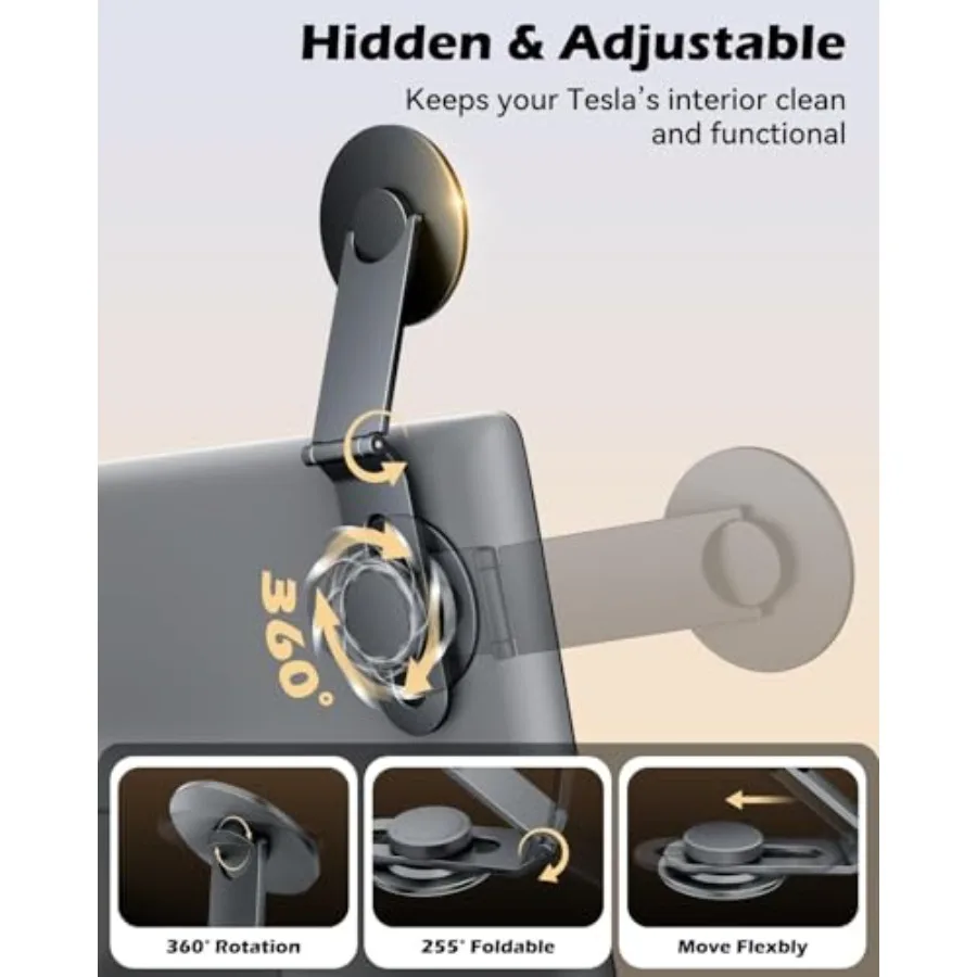 Tesla Model 3/Y Phone Mount, Magnetic Car Metal Holder with Strong Magnet Foldable and Extendable Hidden Design Tesla Screen St - view 2