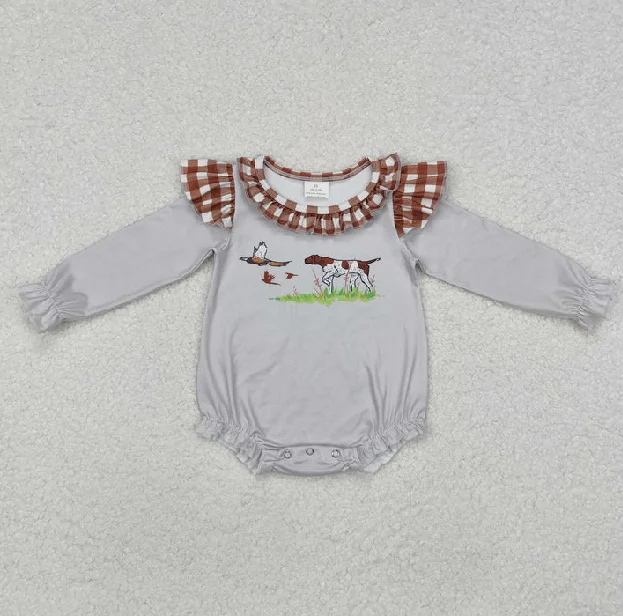 

Children Long Sleeve Siblings Rompers Kids Dog Duck Grey Print Baby Girls Fall Hunging Romper